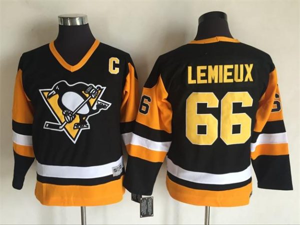 Kinder Pittsburgh Penguins Eishockey Trikot Mario Lemieux #66 Schwarz